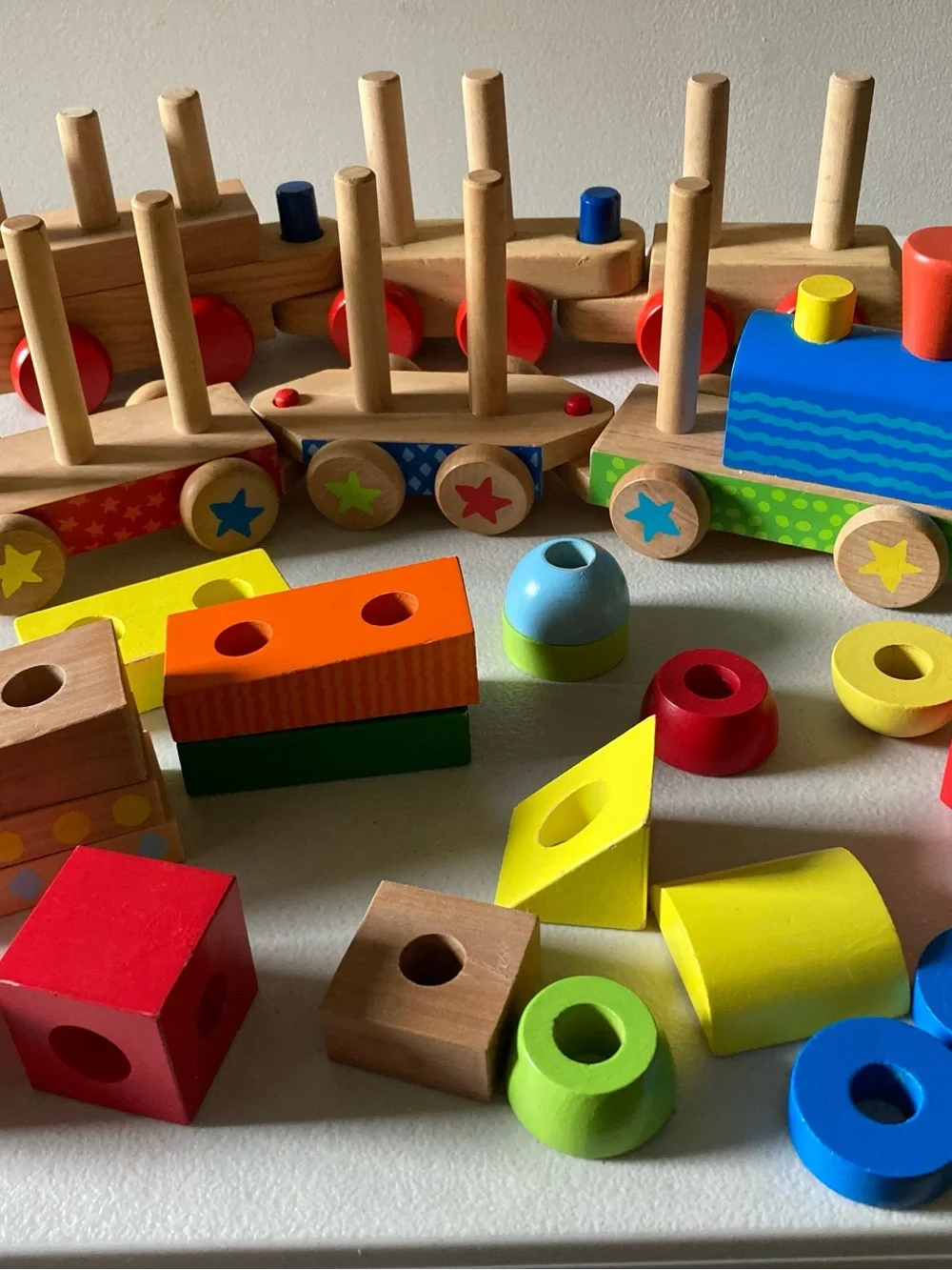 Melissa & Doug Wooden Stacking Train Toy Lot Multicolor, Ages 2+